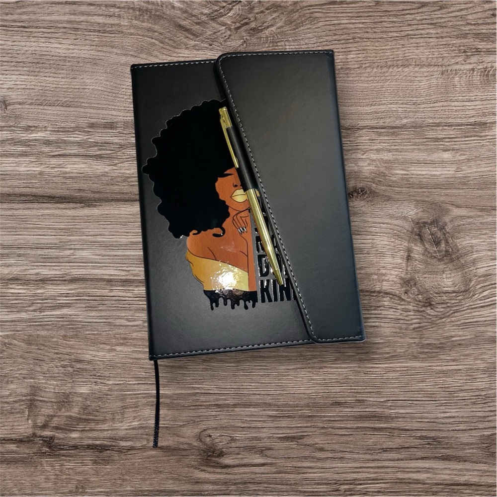 Black Notebook with Afro Art
